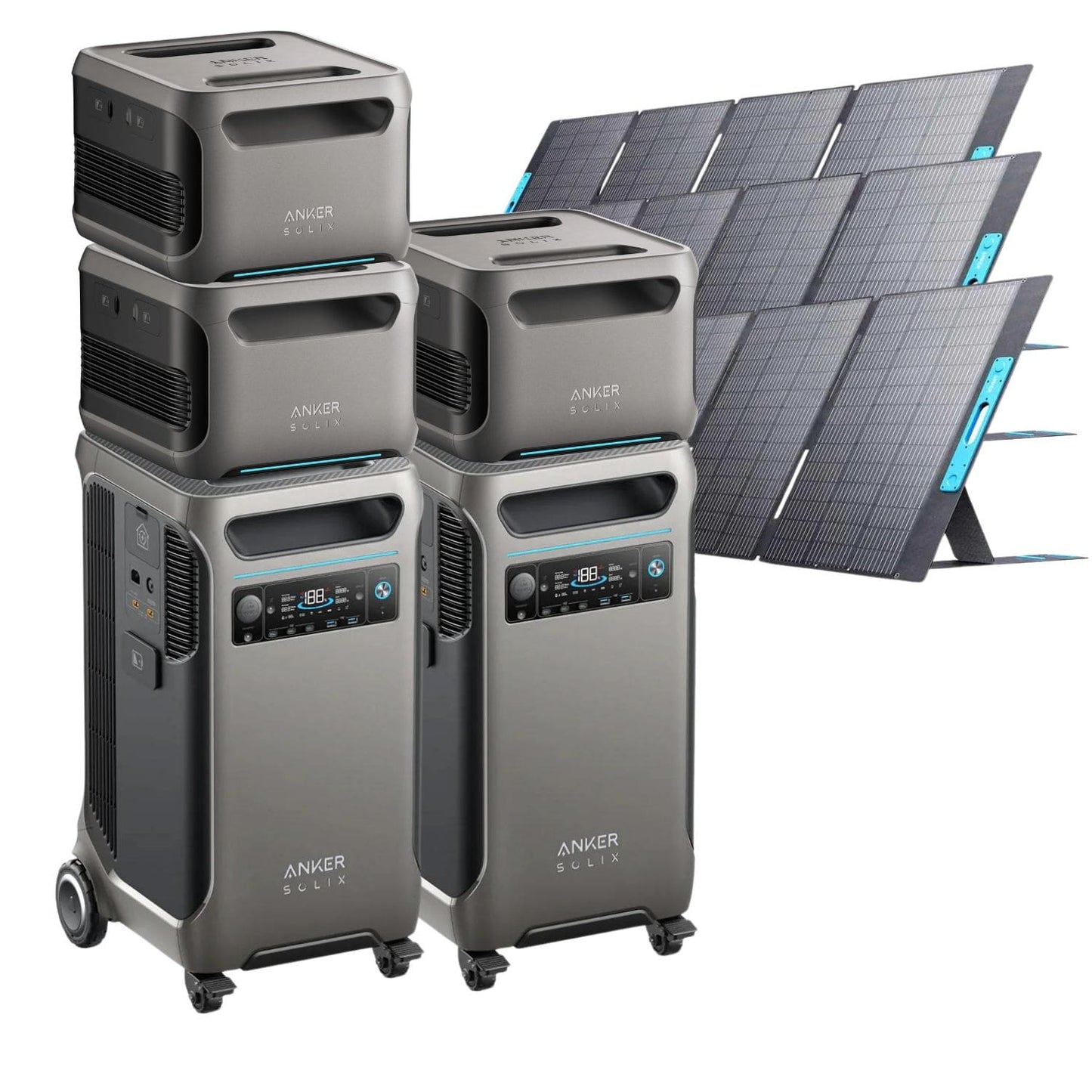 2 Anker SOLIX F3800 with 3 Expansion Battery and 3 400W Solar Panels