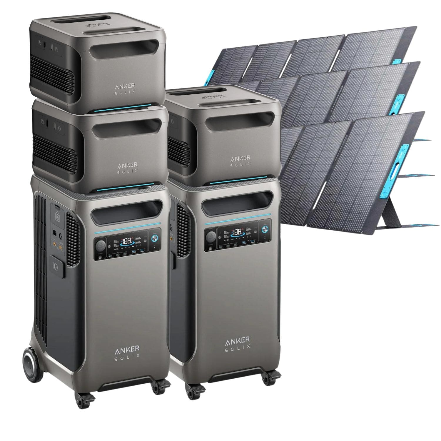 2 Anker SOLIX F3800 with 3 Expansion Battery and 3 400W Solar Panels