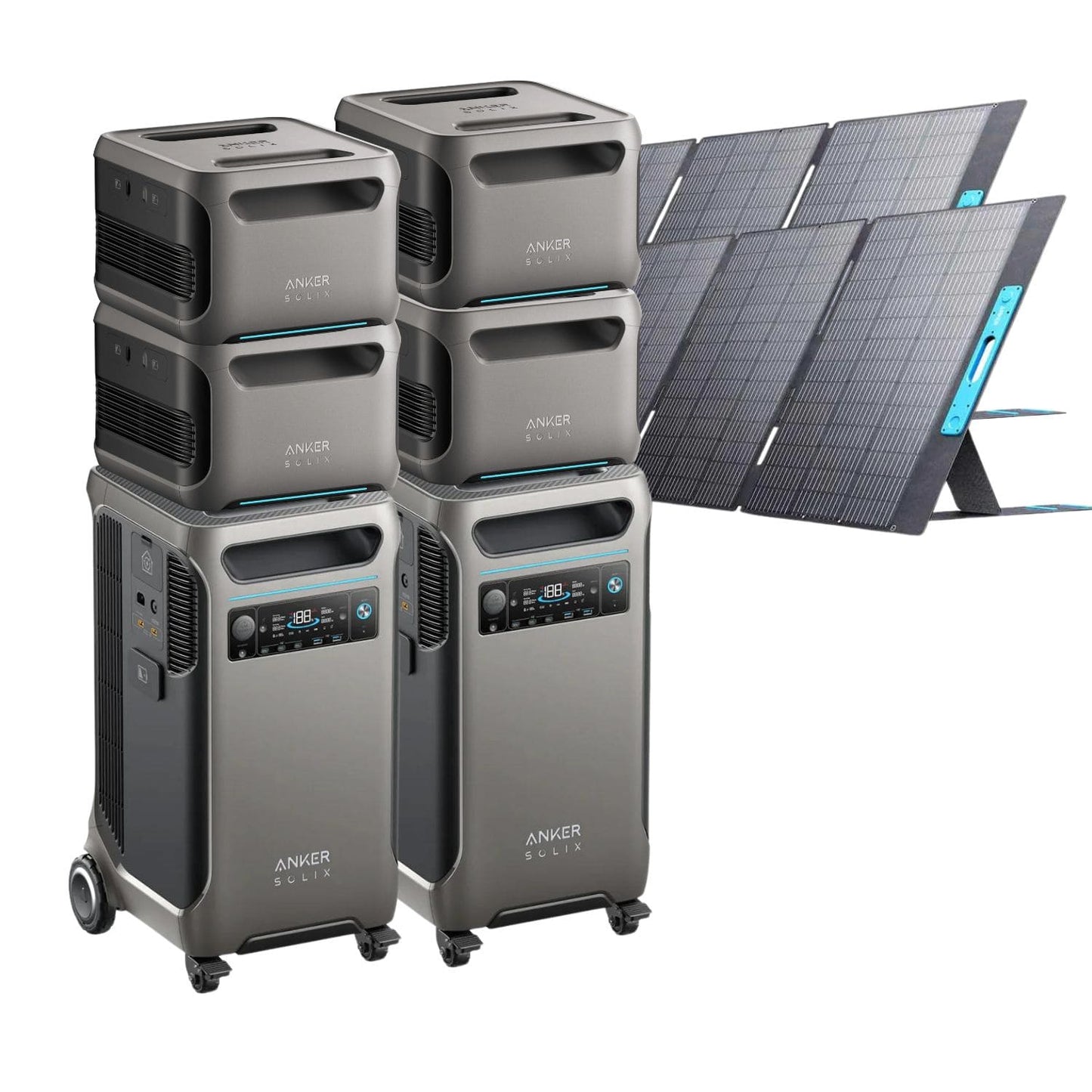 
2 Anker SOLIX F3800 with 4 Expansion Battery and 2 400W Solar Panels