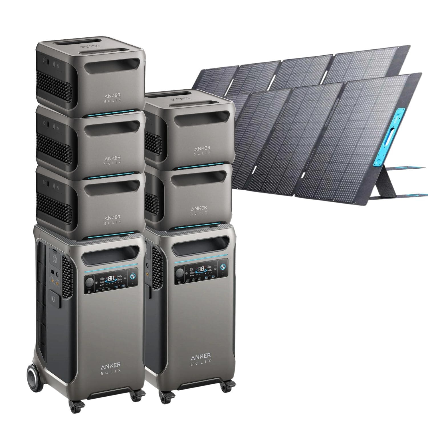 
2 Anker SOLIX F3800 with 5 Expansion Battery and 2 400W Solar Panels