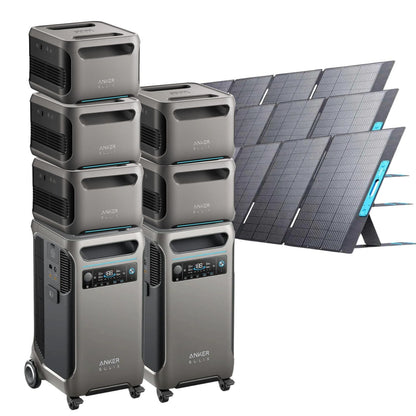 2 Anker SOLIX F3800 with 5 Expansion Battery and 3 400W Solar Panels
