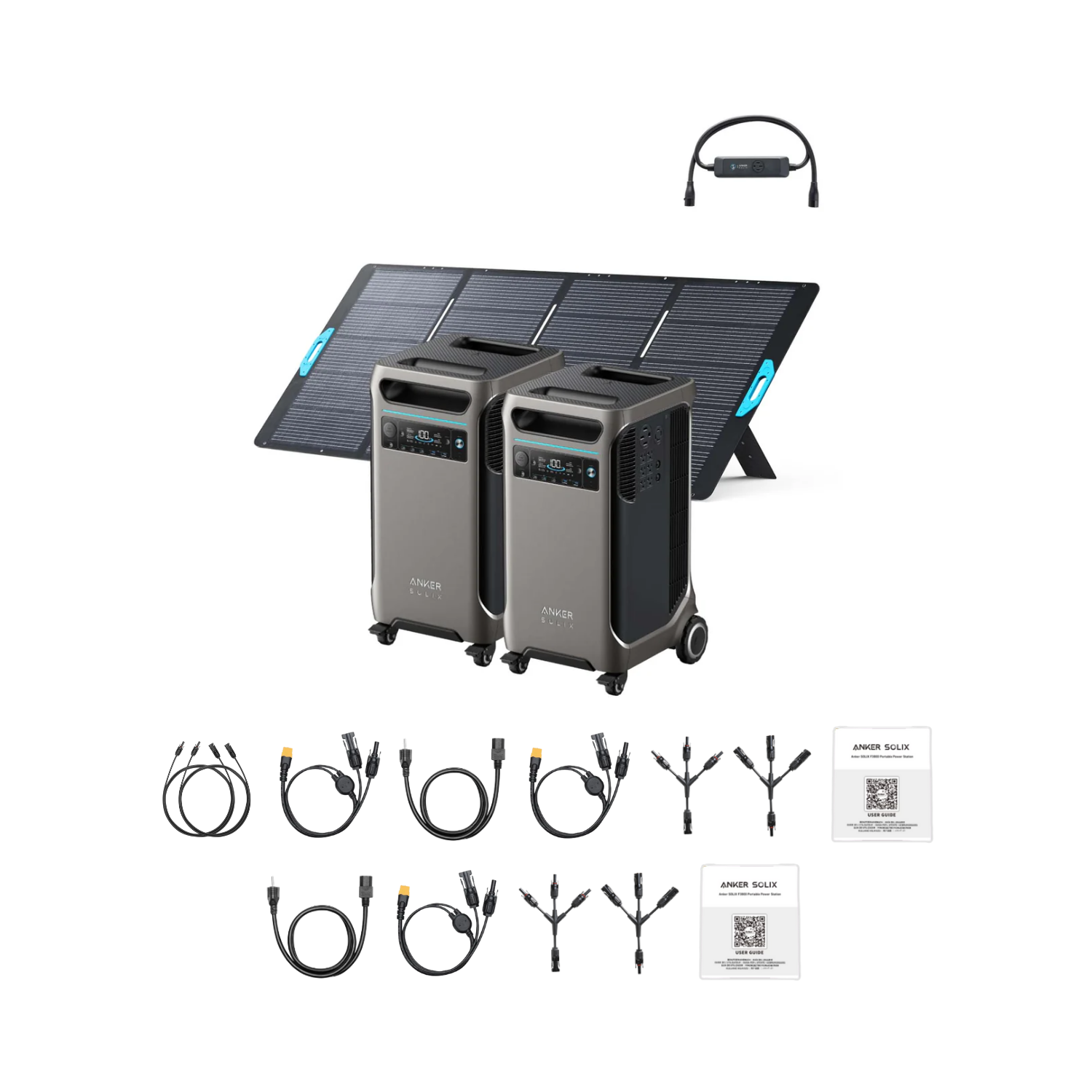 2 x SOLIX F3800 + Double Power Hub + 1 x 400W Portable Solar Panel Inclusions