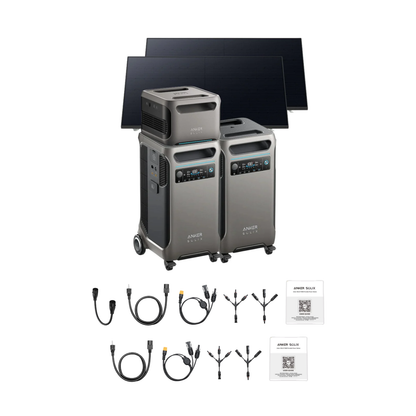 2 x SOLIX F3800 + Double Power Hub + 1 x Expansion Battery + 2 x 410W Rigid Solar Panel Inclusions