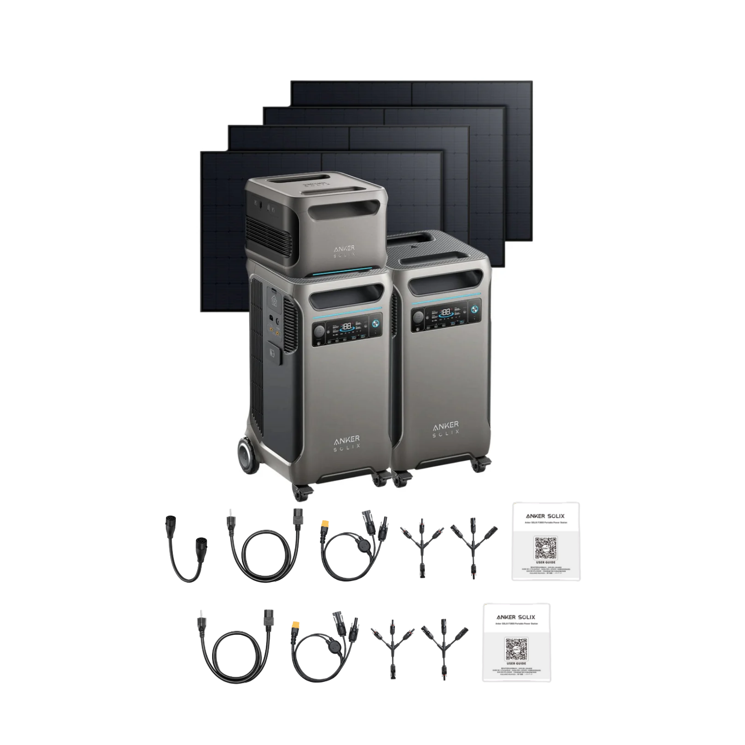 2 x SOLIX F3800 + Double Power Hub + 1 x Expansion Battery + 4 x 410W Rigid Solar Panel Inclusions