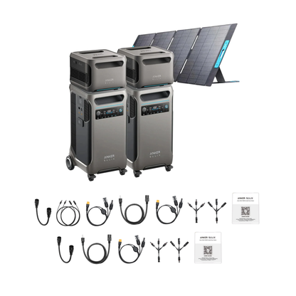 2 x SOLIX F3800 + Double Power Hub + 2 x Expansion Battery + 1 x 400W Portable Solar Panel Inclusions 