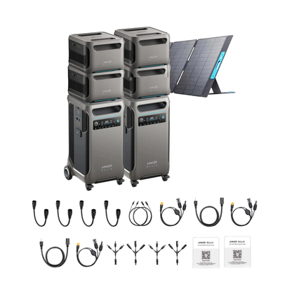 2 x SOLIX F3800 + Double Power Hub + 4 x Expansion Battery + 1 x 400W Portable Solar Panel Inclusions 