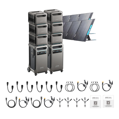 2 x SOLIX F3800 + Double Power Hub + 6 x Expansion Battery + 2 x 400W Portable Solar Panel Inclusions 