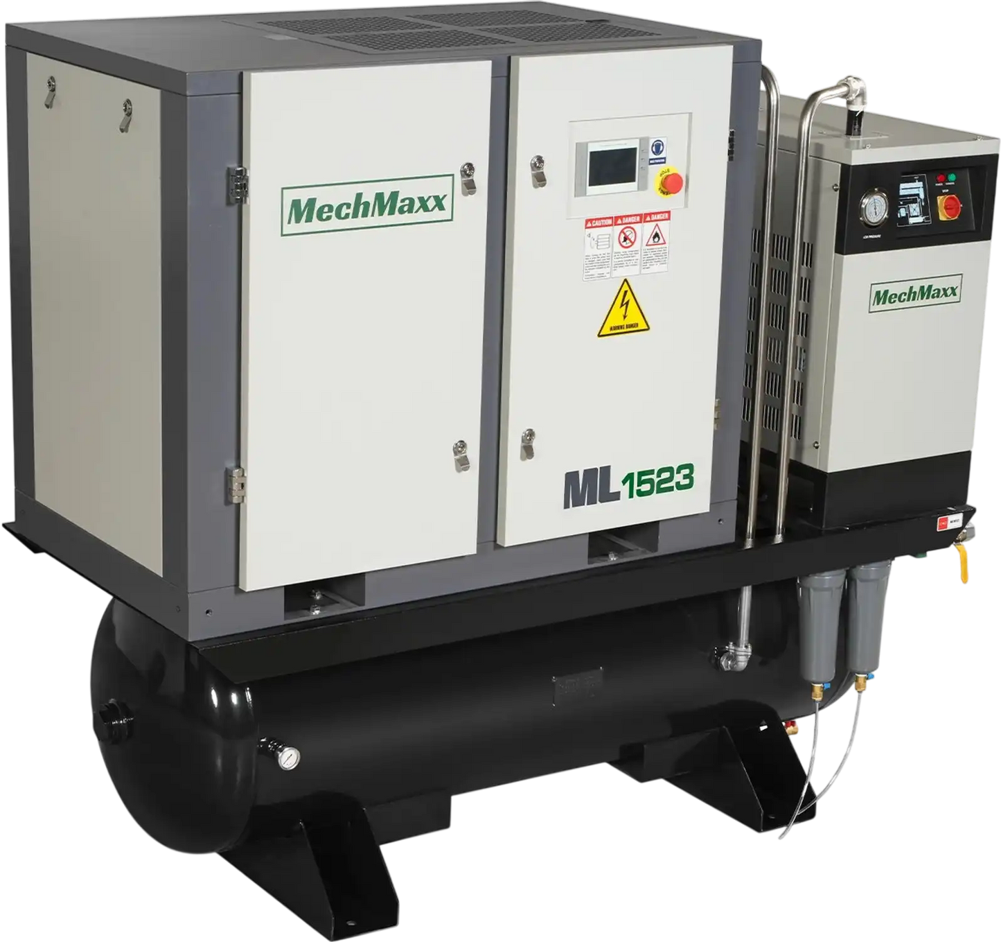 MechMaxx ML15 Air Compressor 15HP Rotary Screw with Dryer 105-Gal ASME Tank 45 CFM 116 PSI 230V 3-Phase Industrial Grade New