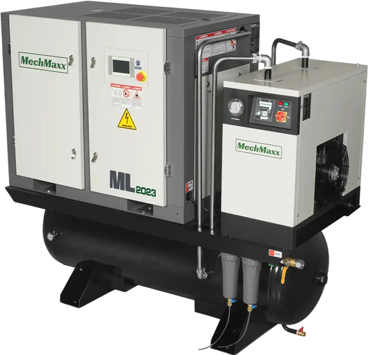 MechMaxx ML20 Air Compressor 20HP Combined Rotary Screw with Dryer 105-Gal ASME Tank 78 CFM 116 PSI 230V 3-Phase Industrial Grade New