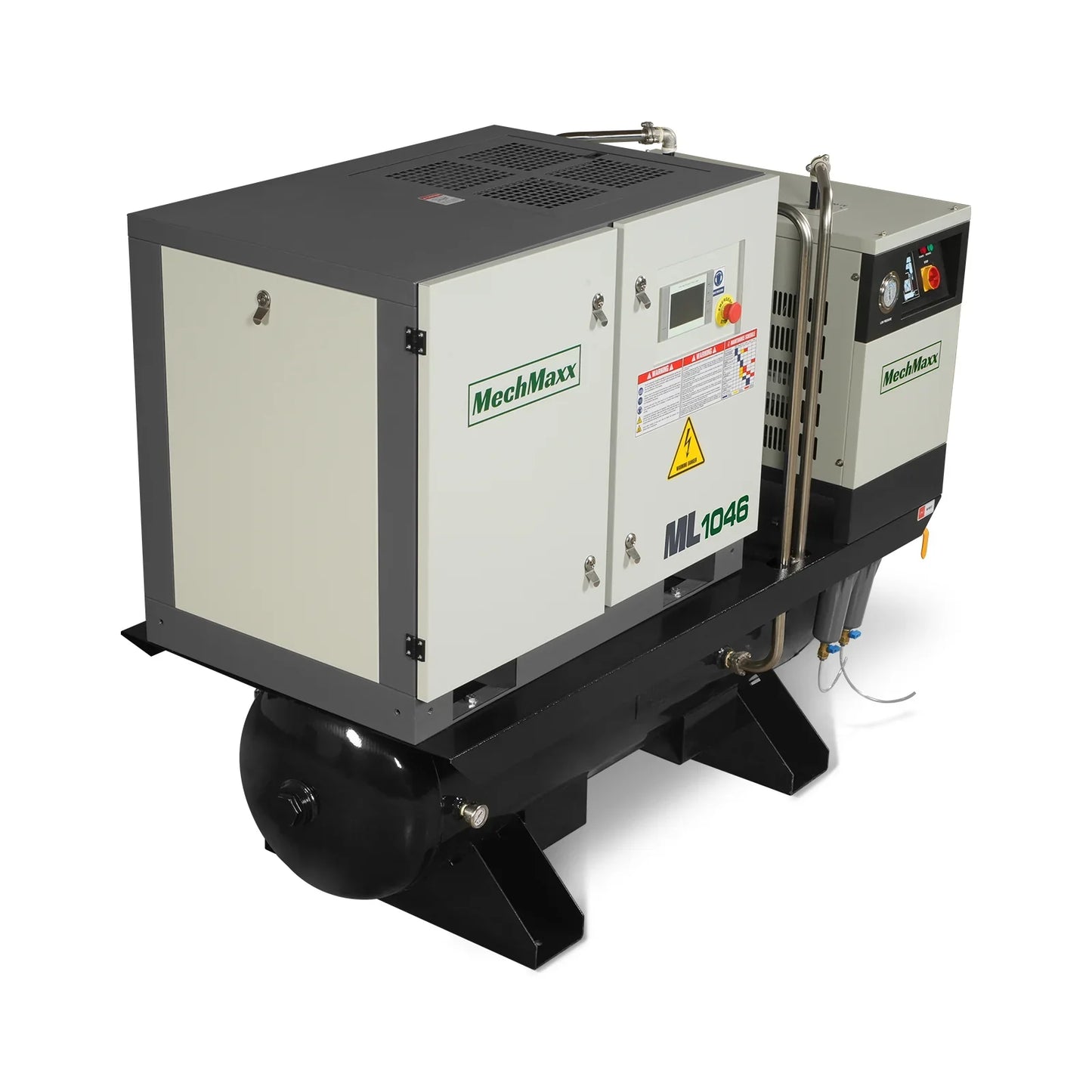 MechMaxx ML1046 Rotary Screw Air Compressor 10HP Combined with Dryer 66-Gal ASME Tank 32 CFM 116 PSI 460V 3-Phase Industrial Grade New