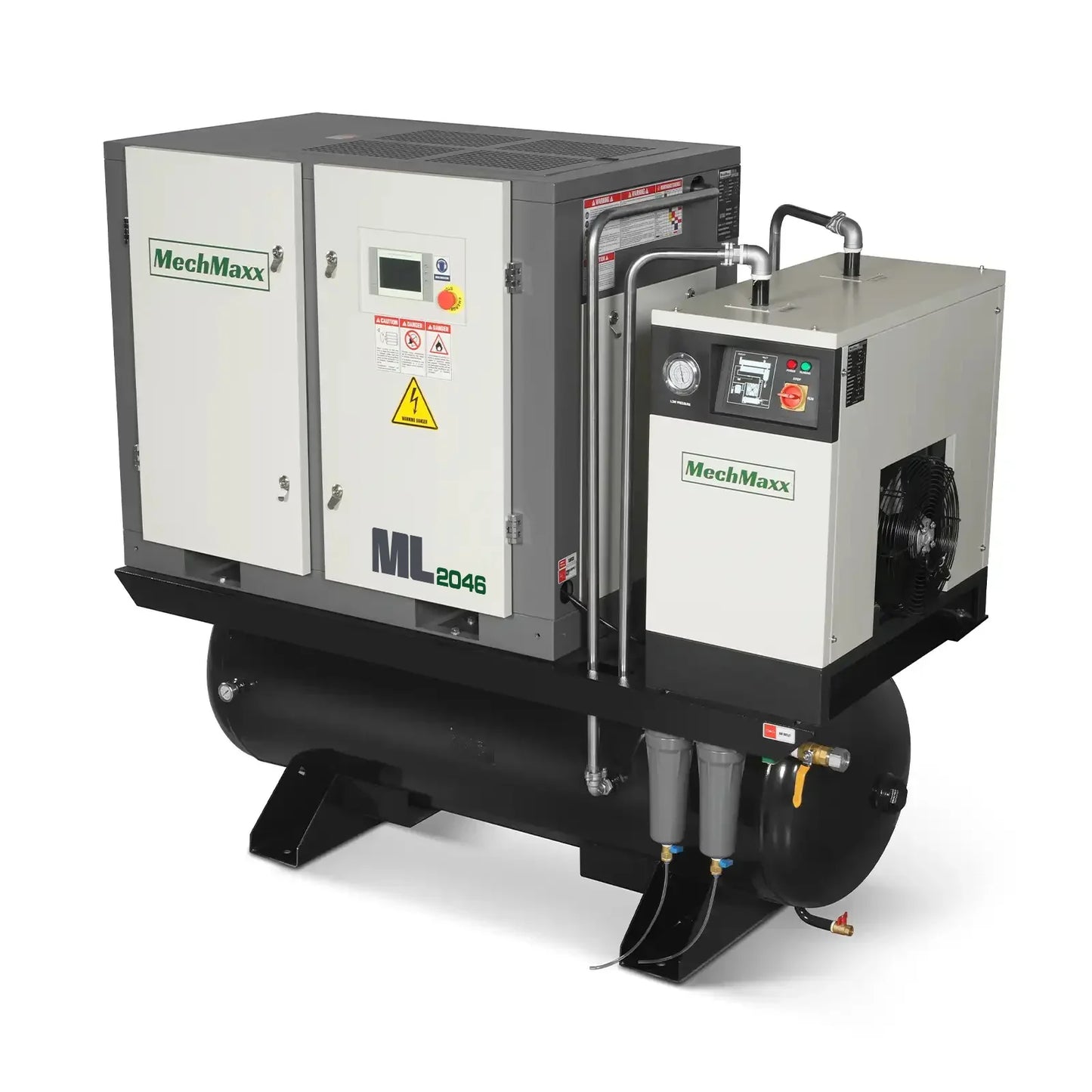 MechMaxx ML2046 Air Compressor 20HP Rotary Screw with Dryer 105-Gal ASME Tank 78 CFM 116 PSI 460V 3-Phase Industrial Grade New