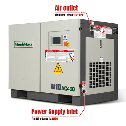 MechMaxx M10AC460 Rotary Screw Air Compressor 10HP 32 CFM 116 PSI 460V 3-Phase Industrial-Grade New