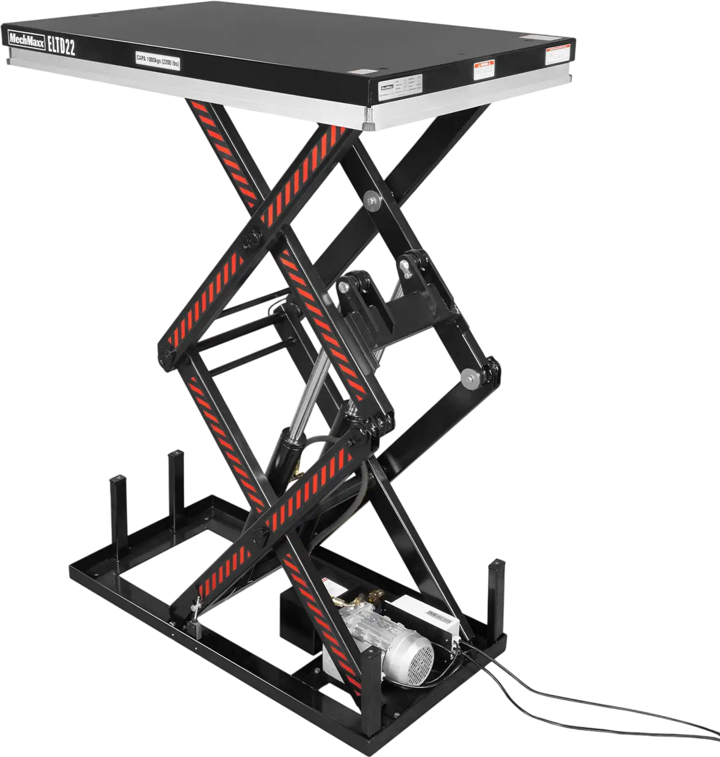 MechMaxx ELTD22 Lift Table 2200 lbs Capacity Stationary Electric Hydraulic Double Scissor 51.2" x 32.3" Platform 70.1" Lift Height UL Certified Motor New
