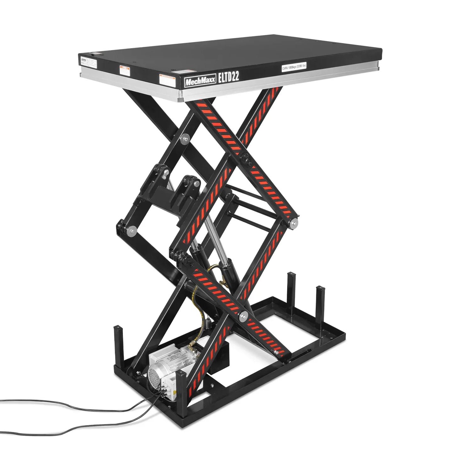MechMaxx ELTD22 Lift Table 2200 lbs Capacity Stationary Electric Hydraulic Double Scissor 51.2" x 32.3" Platform 70.1" Lift Height UL Certified Motor New