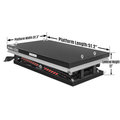MechMaxx ELTD22 Lift Table 2200 lbs Capacity Stationary Electric Hydraulic Double Scissor 51.2" x 32.3" Platform 70.1" Lift Height UL Certified Motor New