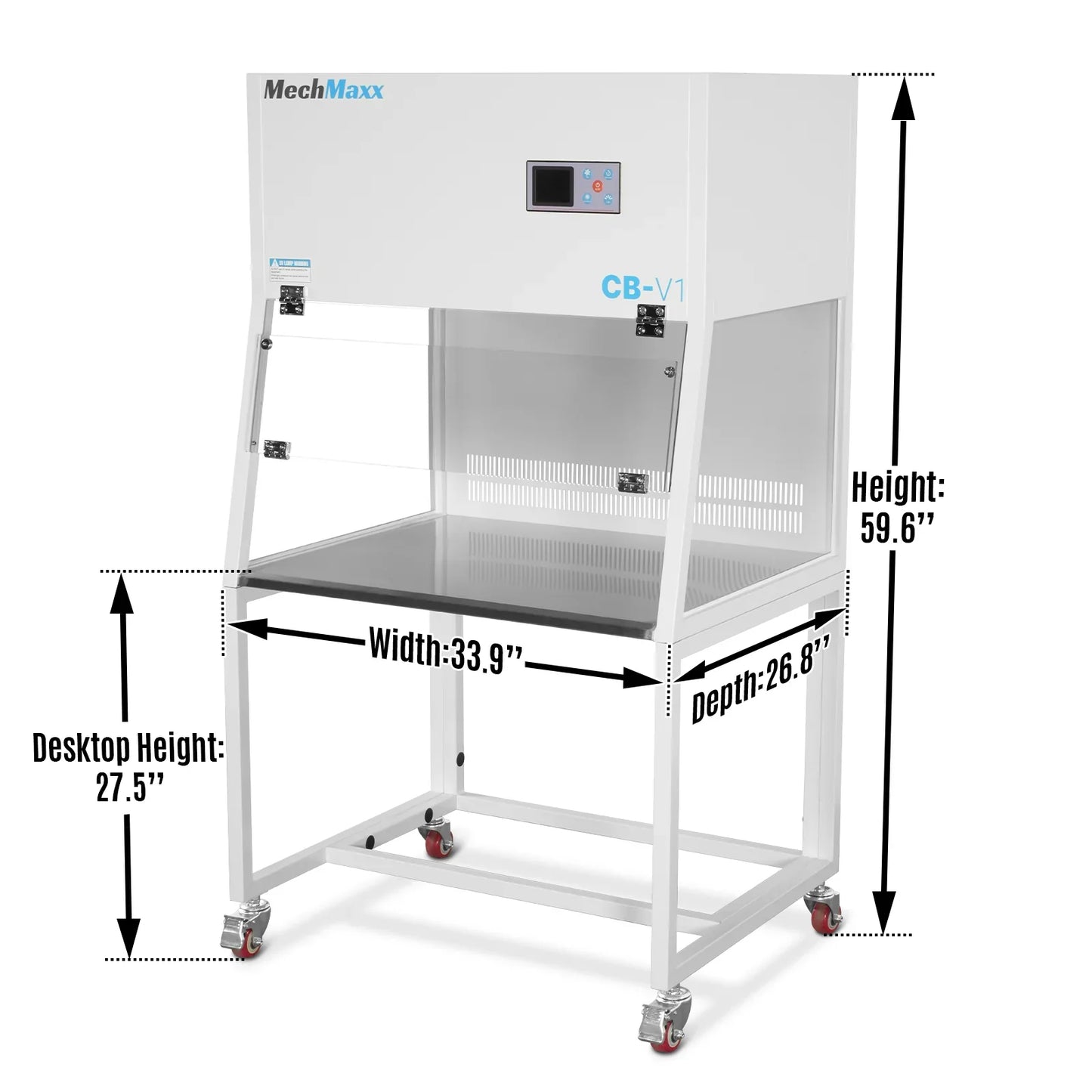 MechMaxx CB-V1 Clean Bench 33.9" Wide Vertical Laminar Flow HEPA Filtration UV Sterilization ISO Class 5 New