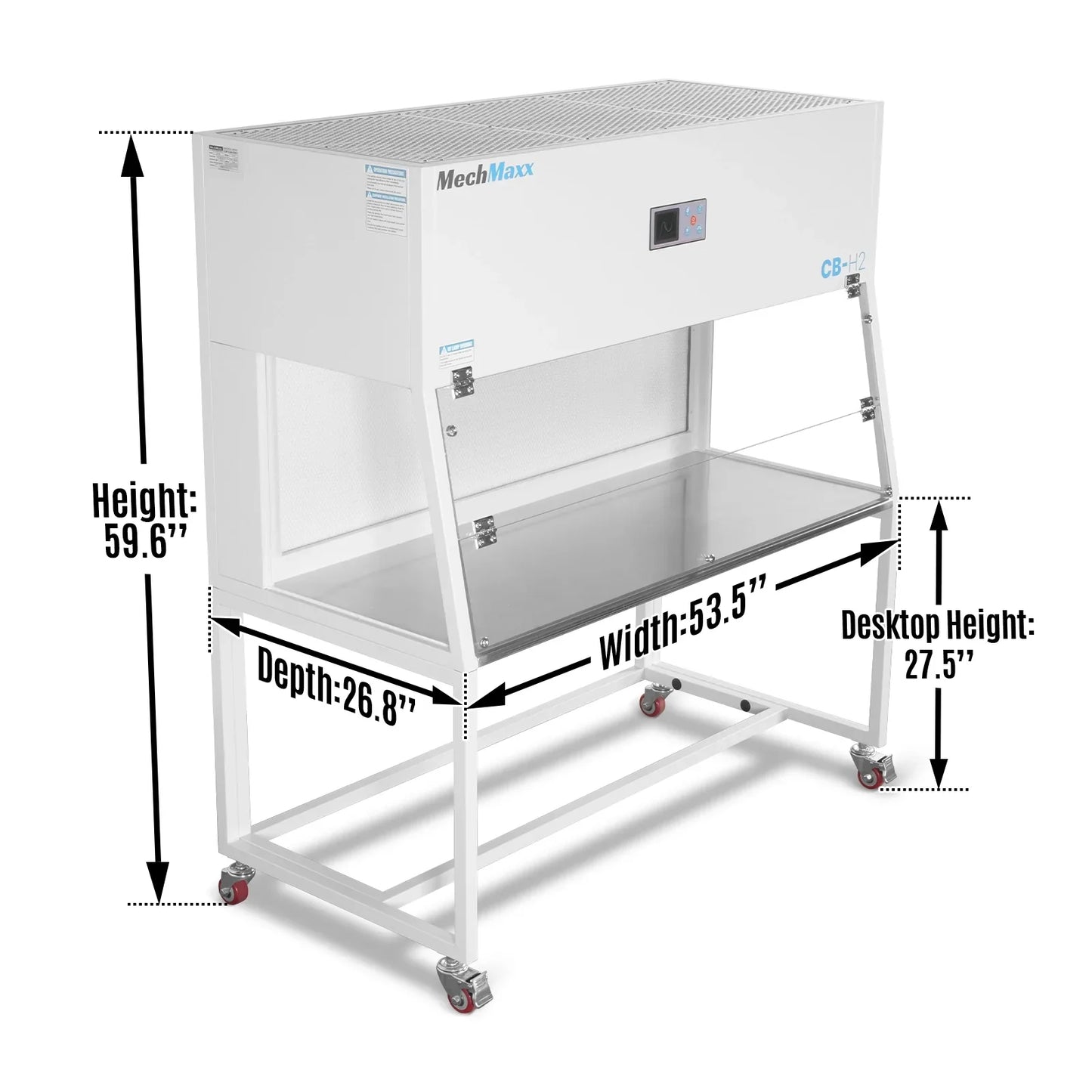MechMaxx CB-H2 Laminar Flow Clean Bench 53.5" Wide Horizontal HEPA Filtration UV Sterilization ISO Class 5 New