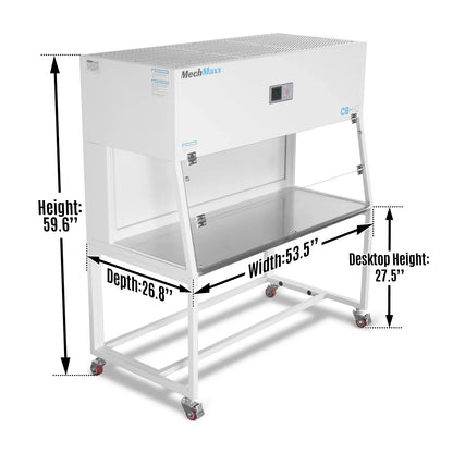 MechMaxx CB-H2 Laminar Flow Clean Bench 53.5" Wide Horizontal HEPA Filtration UV Sterilization ISO Class 5 New