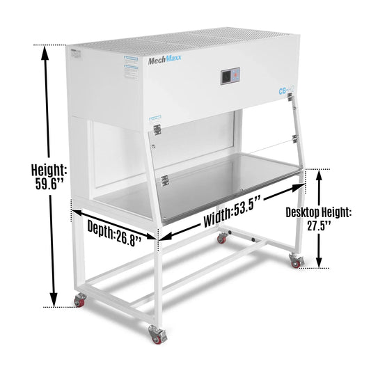 MechMaxx CB-H2 Laminar Flow Clean Bench 53.5" Wide Horizontal HEPA Filtration UV Sterilization ISO Class 5 New