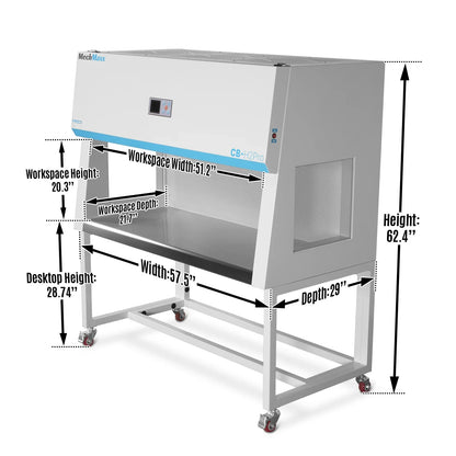 MechMaxx CB-H2Pro Laminar Flow Clean Bench 57.5" Wide Horizontal HEPA Filtration UV Sterilization ISO Class 5 New