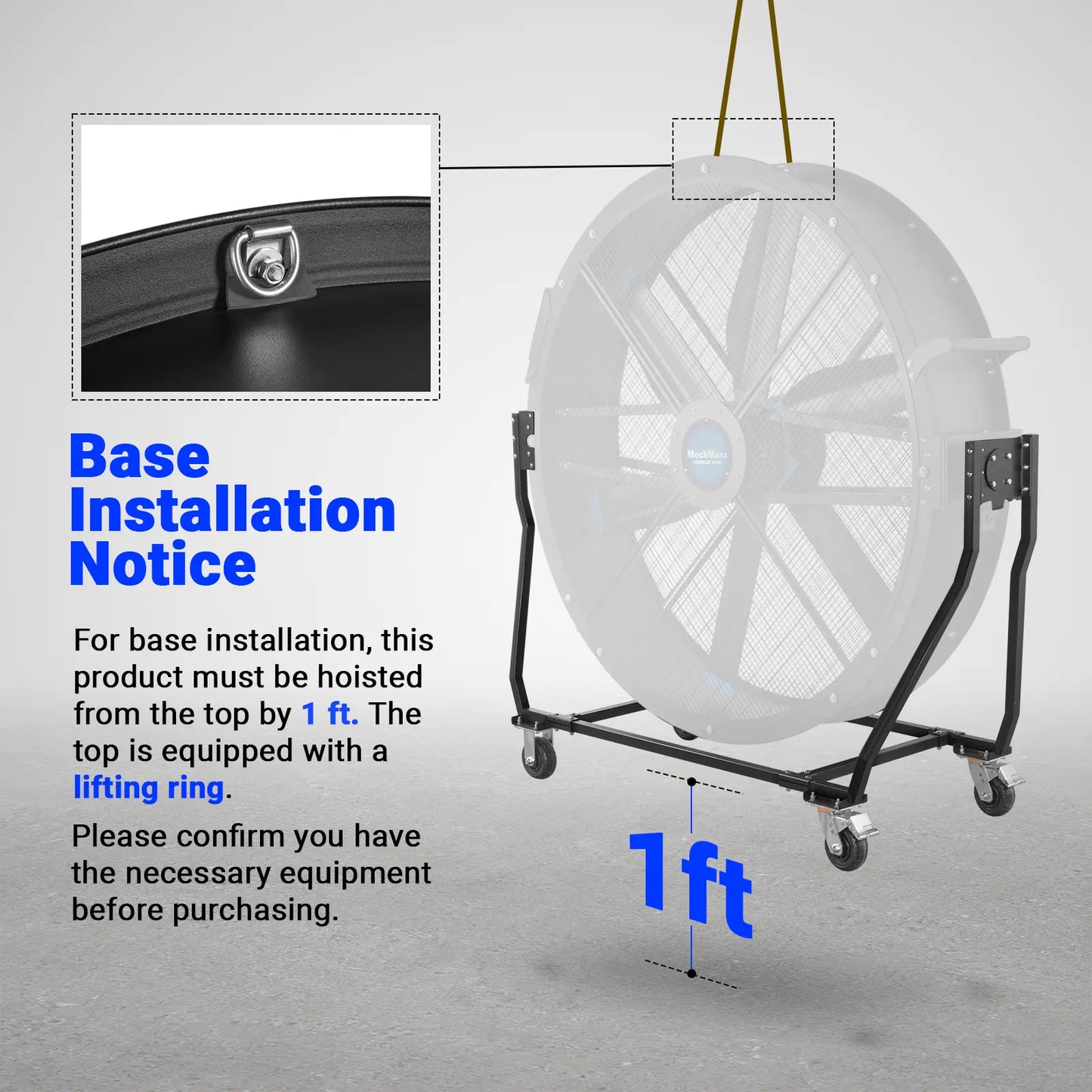 MechMaxx MF-79T Industrial Fan 79" Portable Tiltable Mobile High Volume Floor Fan Variable High-Efficiency PMSM Motor for Warehouse Workshop Gym New