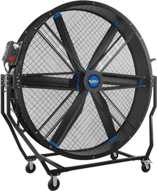 MechMaxx MF-79T Industrial Fan 79" Portable Tiltable Mobile High Volume Floor Fan Variable High-Efficiency PMSM Motor for Warehouse Workshop Gym New