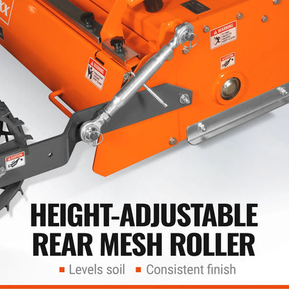 MechMaxx RSB48 Rotary Tiller 48" Stone Burier Reverse Rotary Tiller 3 Point Hitch Cat.1 Chain Drive PTO Shaft Included Slip Clutch 20-45 HP New