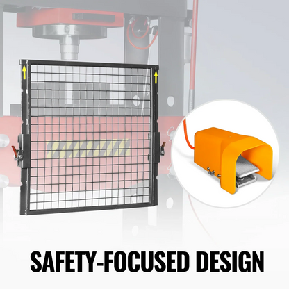 MechMaxx HSP100 Hydraulic Shop Press 100 Ton H-Frame Air/Hydraulic Hand Winch Foot Pedal Safety Guard Fully Welded Steel Frame New