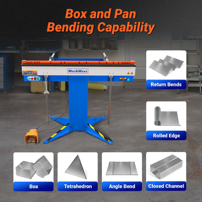 MechMaxx 650e Magnetic Pan and Box Brakes 48" Industrial Heavy Duty Sheet Metal Brake 20 Gauge Capacity New