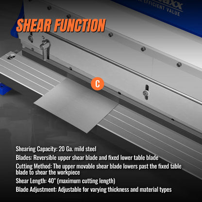 MechMaxx MMCB4020 3"-1 Sheet Metal Machine 40" Pan and Box Brake Slip Roll Shear Bending Machine 20 Gauge New