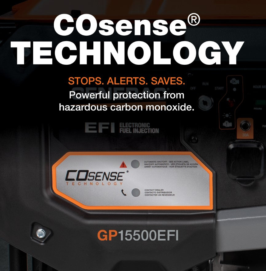 Generac GP15500EFI 15500W/19300W Generator Gas 50A COSense Electric Start 7705