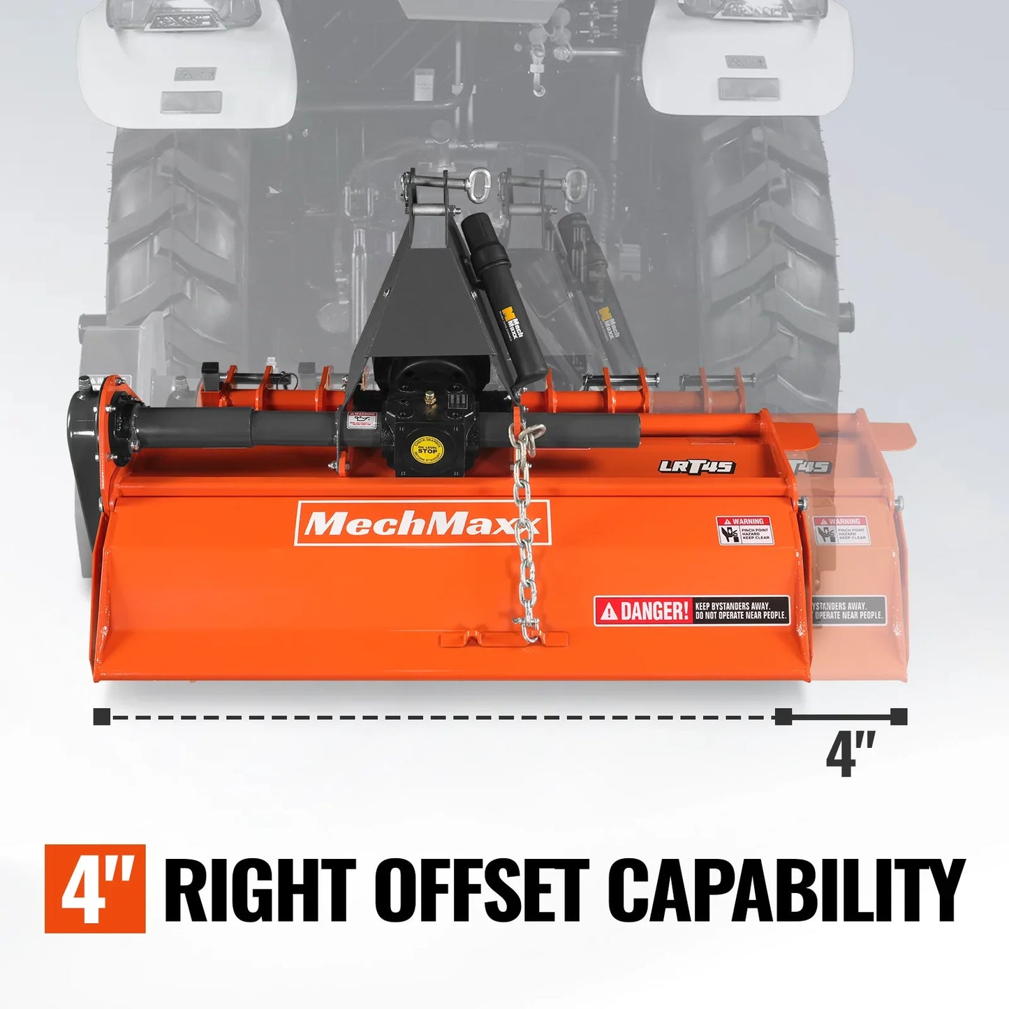 MechMaxx LRT45 Rotary Tiller 45" 3 Point Hitch Cat 1 Chain Drive PTO Shaft Included 15-35 HP New