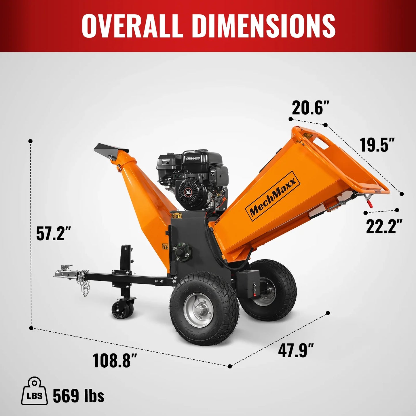 MechMaxx P4206 Wood Chipper 6" Electric Start ZONSEN 420cc 13.4 HP Gasoline Engine Powered Drum New