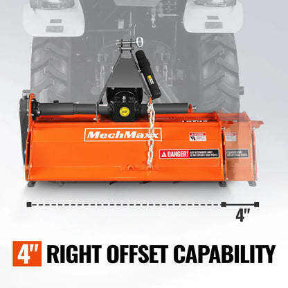 MechMaxx LRT42 Rotary Tiller 42" 3 Point Hitch Cat.1 Chain Drive PTO Shaft Included Shear Bolt 15-35 HP New