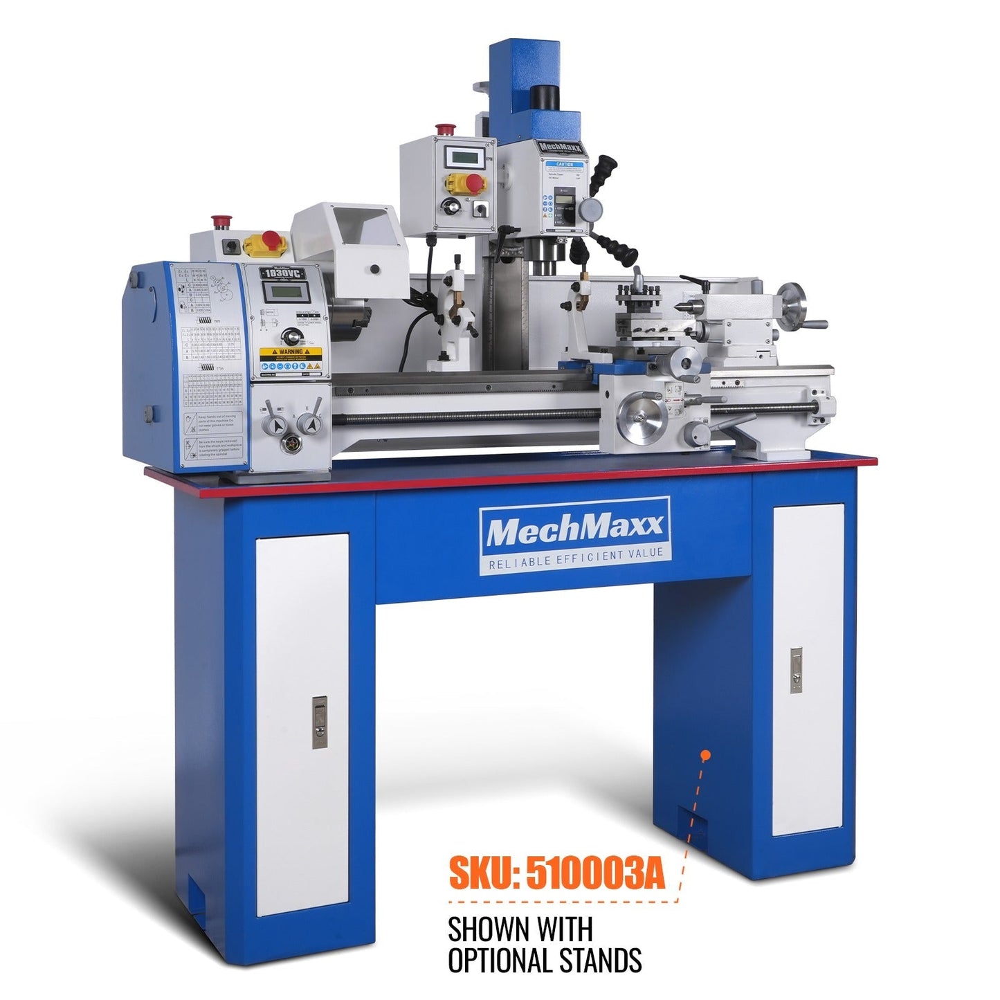 MechMaxx 1030VC Combination Lathe Milling Machine 1.5 HP 10" x 30" Variable Speed Benchtop Metalworking Drilling High Precision New