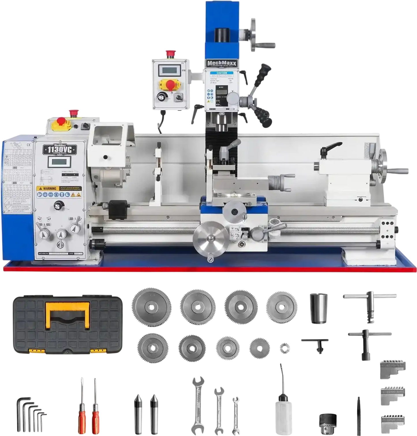 MechMaxx 1130VC Combination Lathe Milling Machine 2 HP 11" x 30" Brushless Variable Speed Benchtop Metalworking Lathe Drilling Machine New