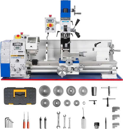 MechMaxx 1130VC Combination Lathe Milling Machine 2 HP 11" x 30" Brushless Variable Speed Benchtop Metalworking Lathe Drilling Machine New