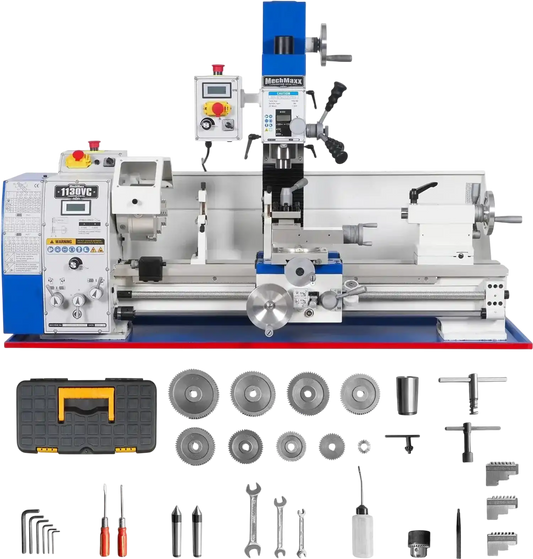 MechMaxx 1130VC Combination Lathe Milling Machine 2 HP 11" x 30" Brushless Variable Speed Benchtop Metalworking Lathe Drilling Machine New