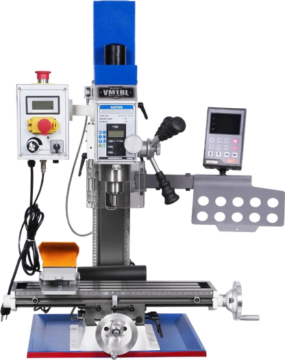 MechMaxx VM18LD Mill Drill Machine 6x20" Benchtop DRO Brushless Motor Variable Speed R8 Spindle 1 HP 110V Compact Milling Drilling Tool New