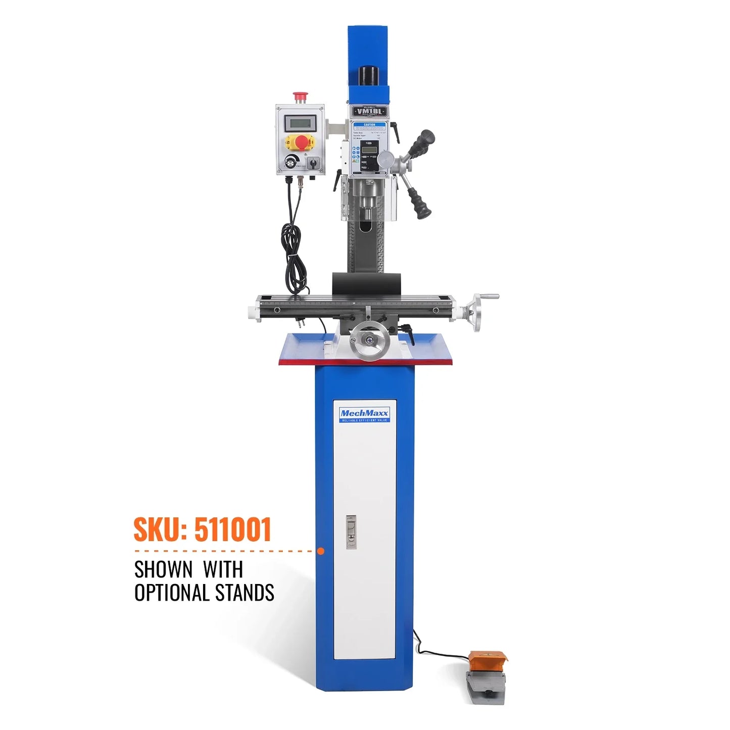 MechMaxx VM18L Mill Drill Machine 6x20" Benchtop Variable Speed R8 Spindle 1 HP 110V Brushless Motor New