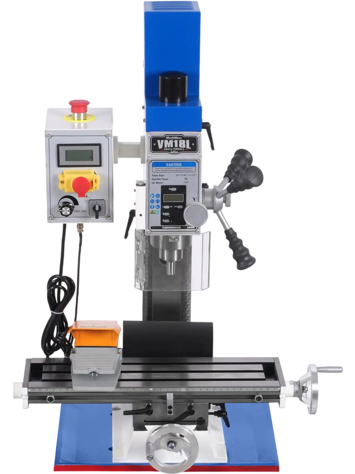 MechMaxx VM18L Mill Drill Machine 6x20" Benchtop Variable Speed R8 Spindle 1 HP 110V Brushless Motor New