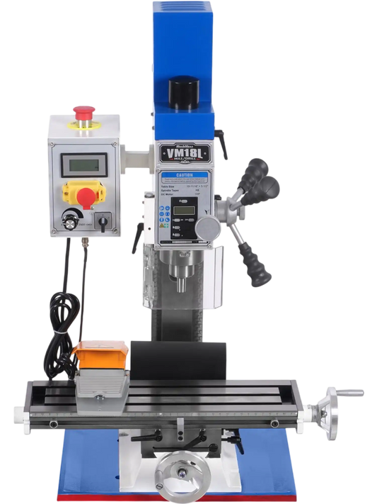 MechMaxx VM18L Mill Drill Machine 6x20" Benchtop Variable Speed R8 Spindle 1 HP 110V Brushless Motor New