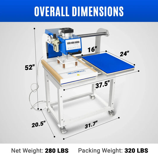MechMaxx PUD1624 Heat Press 16x24" Commercial Pneumatic Dual Platen Auto Lift Digital Sublimation Transfer Machine 110V 2.2HP New