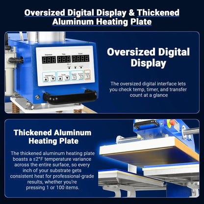 MechMaxx PUD1624 Heat Press 16x24" Commercial Pneumatic Dual Platen Auto Lift Digital Sublimation Transfer Machine 110V 2.2HP New