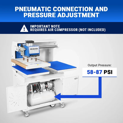 MechMaxx PUD1624-C Heat Press 16x24" Commercial Pneumatic Dual Platen Auto Lift Sublimation Transfer Machine with Storage Base Cabinet 110V 1650W New