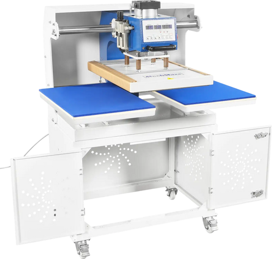 MechMaxx PUD1624-C Heat Press 16x24" Commercial Pneumatic Dual Platen Auto Lift Sublimation Transfer Machine with Storage Base Cabinet 110V 1650W New