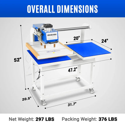 MechMaxx PUD2024 Heat Press 20x24" Commercial Pneumatic Dual Platen Auto Lift Sublimation Transfer Machine AIRTAC 110V 4HP New