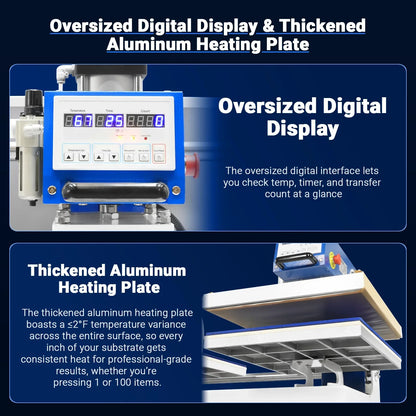 MechMaxx PUD2024 Heat Press 20x24" Commercial Pneumatic Dual Platen Auto Lift Sublimation Transfer Machine AIRTAC 110V 4HP New