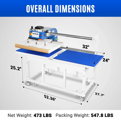MechMaxx PUD2432 Heat Press 24x32" Industrial Pneumatic Dual Platen Auto Lift Digital Sublimation Transfer Machine 220V 8HP New
