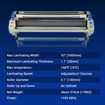 MechMaxx 120 Laminator 65" Wide Format Full-Auto Cold & Heat Assisted Pneumatic Machine 4 Trimmers Infrared Heating Digital Control New